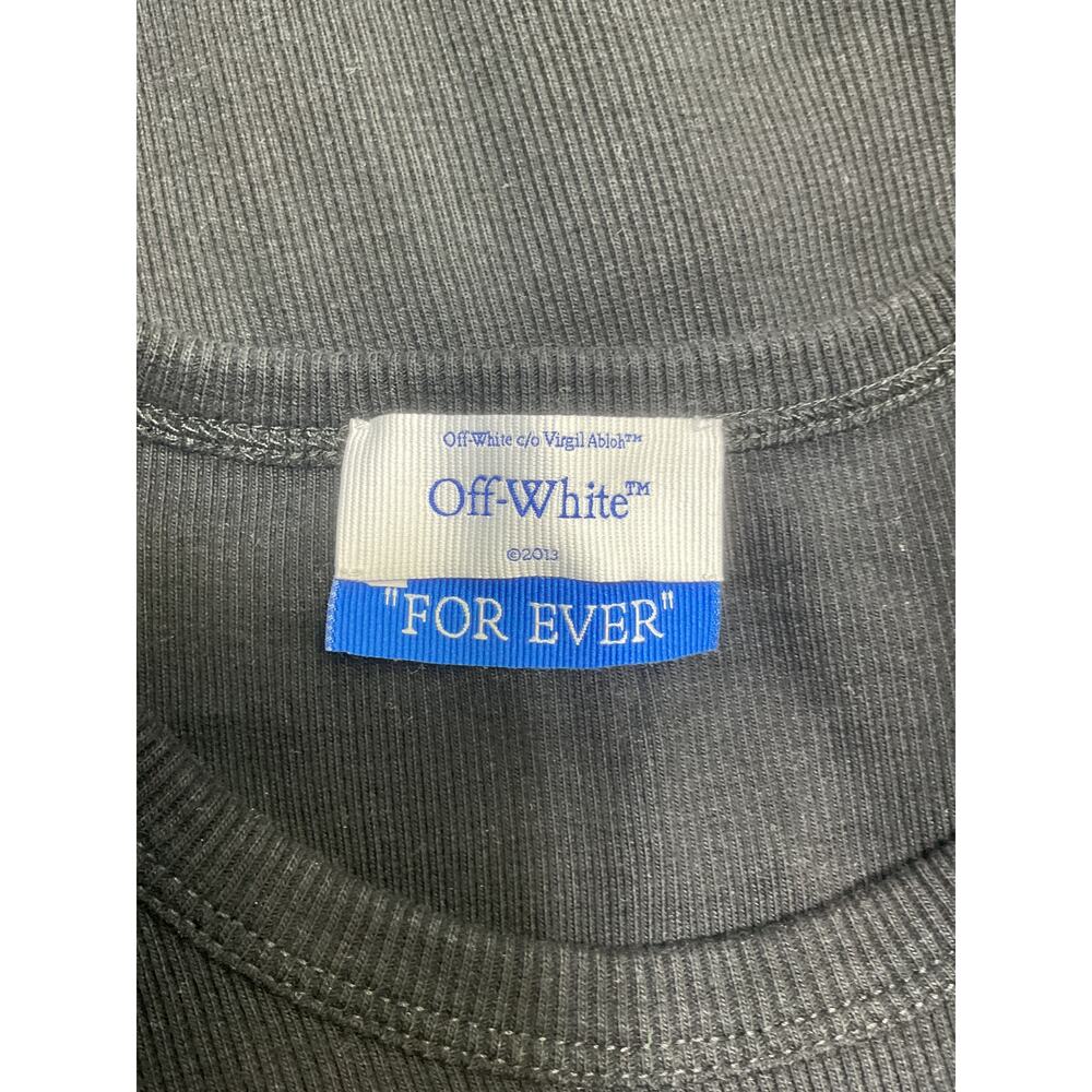 Off-White 'Basic' Black Cotton Ribbed Tee Size 42 - image 4